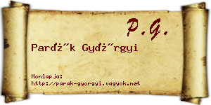 Parák Györgyi névjegykártya
